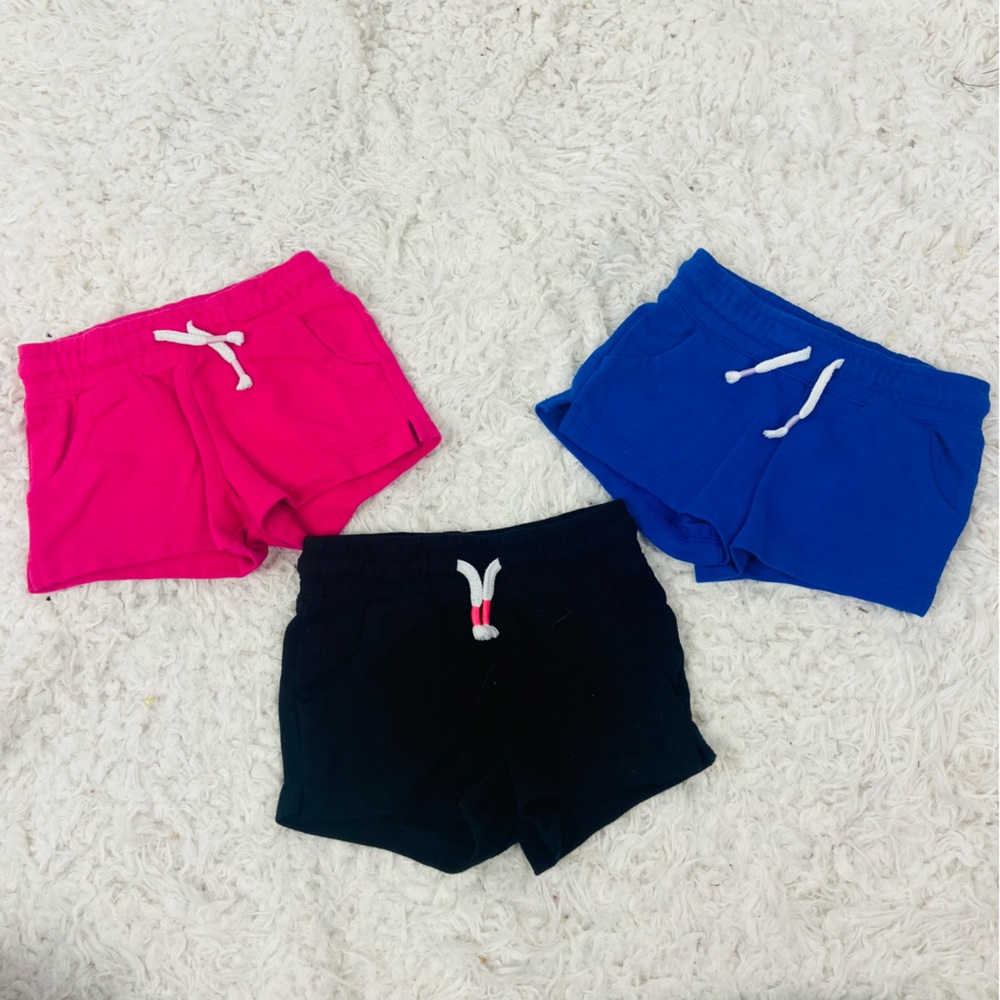 Cat & Jack Kids Casual Shorts bundle Set - Pink, Blue, and Black size 2T